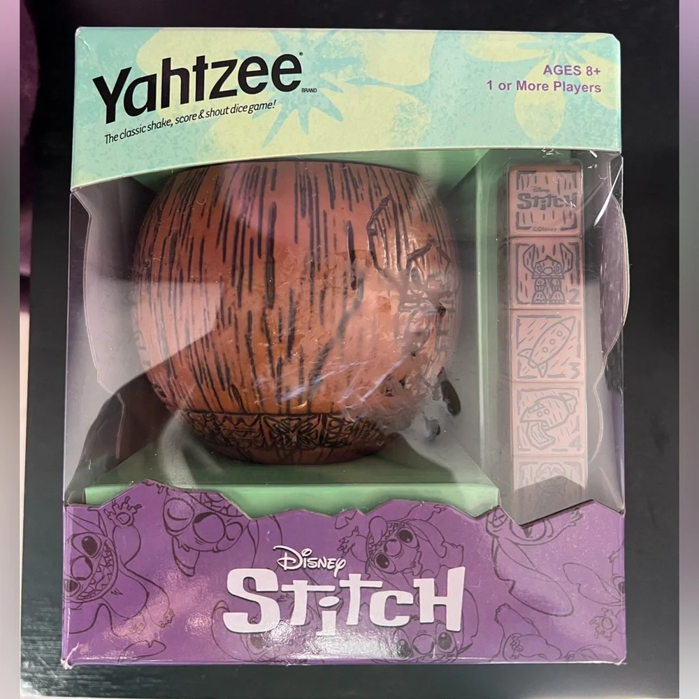 Disney Yahtzee Stitch Tiki Dice Game